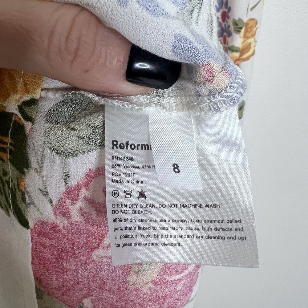Reformation Boston Floral Midi Slip Dress Ivory Pink Yellow Size 8 Feminine - Picture 7 of 8